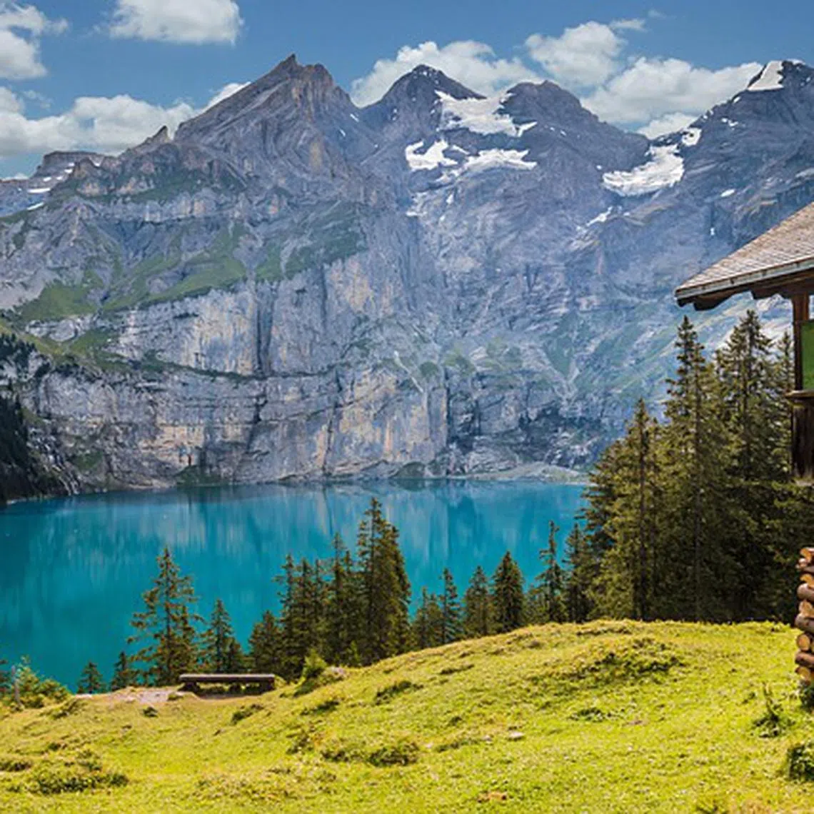 lake, mountains, hut, mountain lake, mountain hut, cabin, building, house, alpine, alps, nature, scenic, lake oeschinen, switzerland, lake, mountains, house, switzerland, switzerland, switzerland, switzerland, switzerland